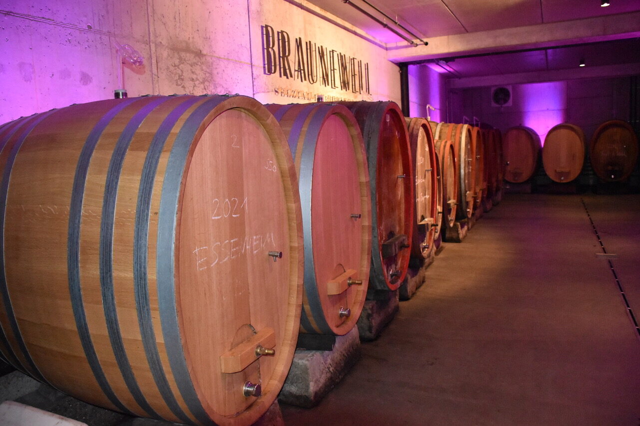 Wine barrels at the Braunewell winery