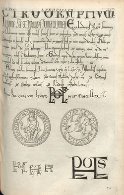 Seite 428 des Werkes "de re diplomatica" des französischen Benediktiners Jean Mabillon. Quelle: Stadtbibliothek Mainz, IVe: 2°/72, Ausgabe Paris 1709