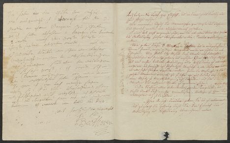 Brief vom 3. Juli 1824 Innenseite mit Notizen von Johann Joseph Schott