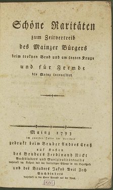 Titelblatt "Schöne Raritäten", Mog m 30, 1793, Mainz