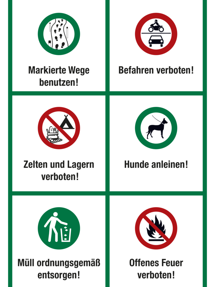 Piktogrammtafel am Rheinufer