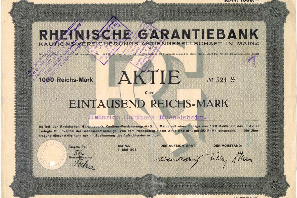 Rheinische Garantiebank, Aktie 1. Mai 1924