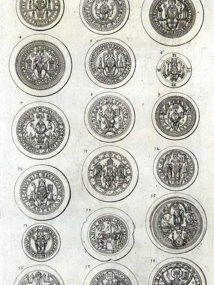 Eine Seite mit Münzzeichnungen.