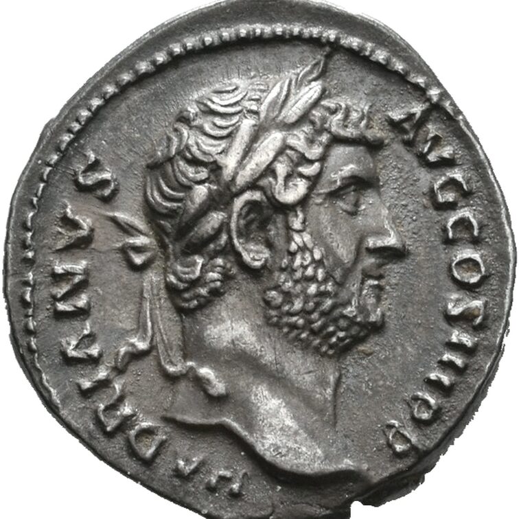 römische Silbermünze mit Kaiserporträt und lateinische Umschrift