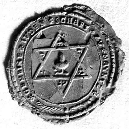 Sello de los judíos de Maguncia hacia 1794, inscripción: Comunidad judía de Maynz