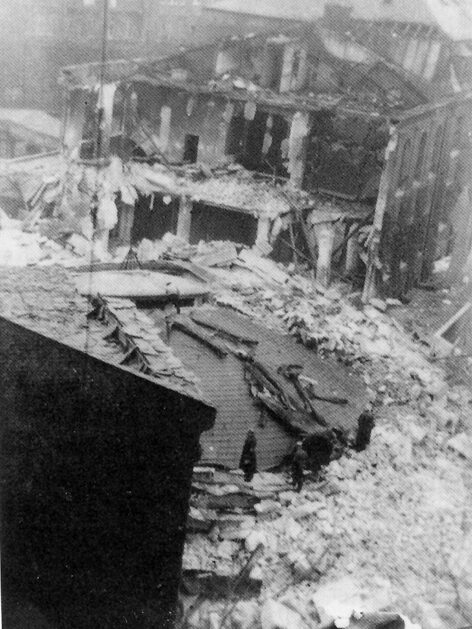 Trümmer der Mainzer Hauptsynagoge.