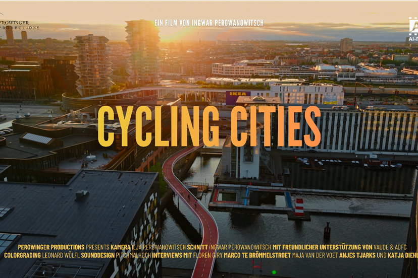 City from above with text Cycling Cities