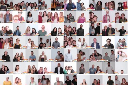 Collage aus vielen Bildern der Fotobox