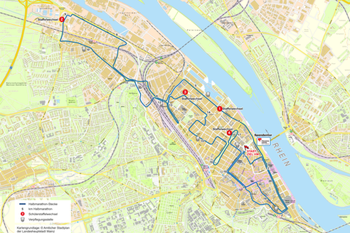 Map with the route of the Gutenberg Half Marathon