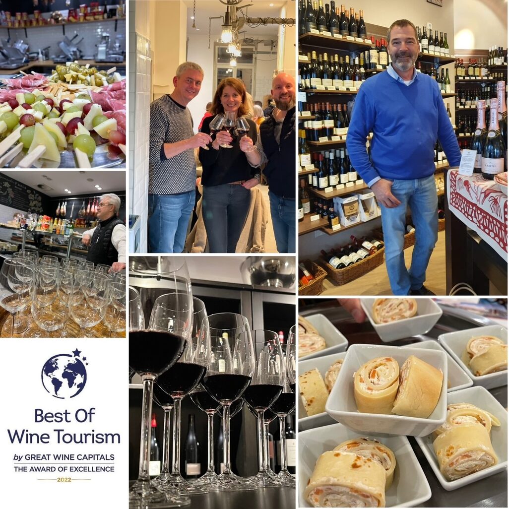 Lots of pictures from the tour, wine glasses, people, food