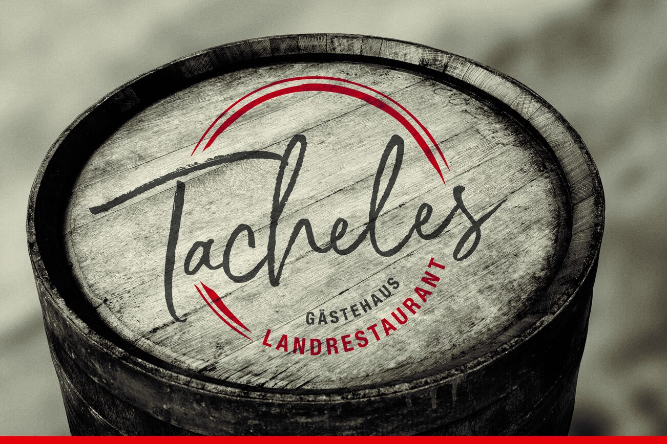 Weinfass mit Aufdruck Tacheles