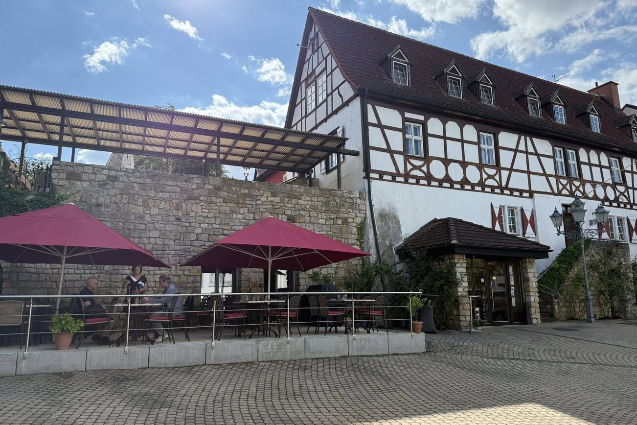 Der imposante Fachwerkbau.