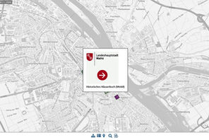 Startbildschirm für die mobile Kartenanwendung des Digitalen Häuserbuchs. © Landeshauptstadt Mainz