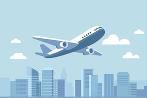 Grafik eines Flugzeugs über einer Stadt © AdobeStock two eight