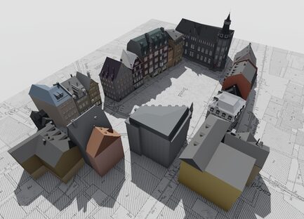 3 D-Modell Brand in Mainz von oben