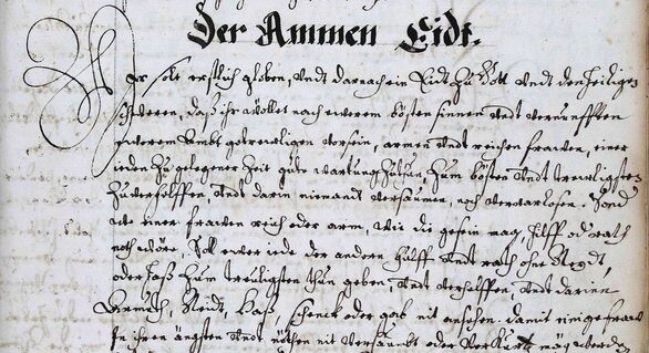 Hebammeneid im Ratsprotokoll 1654