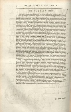 Seite 428 des Werkes "de re diplomatica" des französischen Benediktiners Jean Mabillon. Quelle: Stadtbibliothek Mainz, IVe: 2°/72, Ausgabe Paris 1709