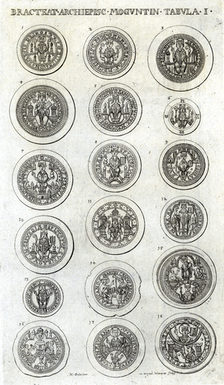 Eine Seite mit Münzzeichnungen.