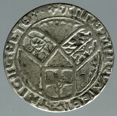 Gefälschter auf 1438 datierter Taler des Mainzer Kurfürsten Dietrich von Erbach (1434-1459), Rückseite