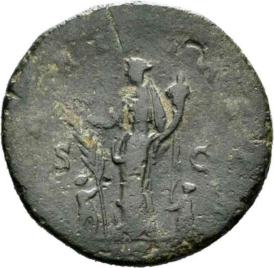 Dupondius mit der Darstellung der Hilaritas (128 - 129 n. Chr.) MK / 29 C 8
