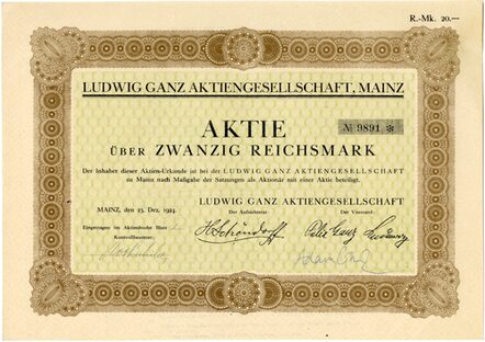 Ludwig Ganz AG, Aktie, 20 RM