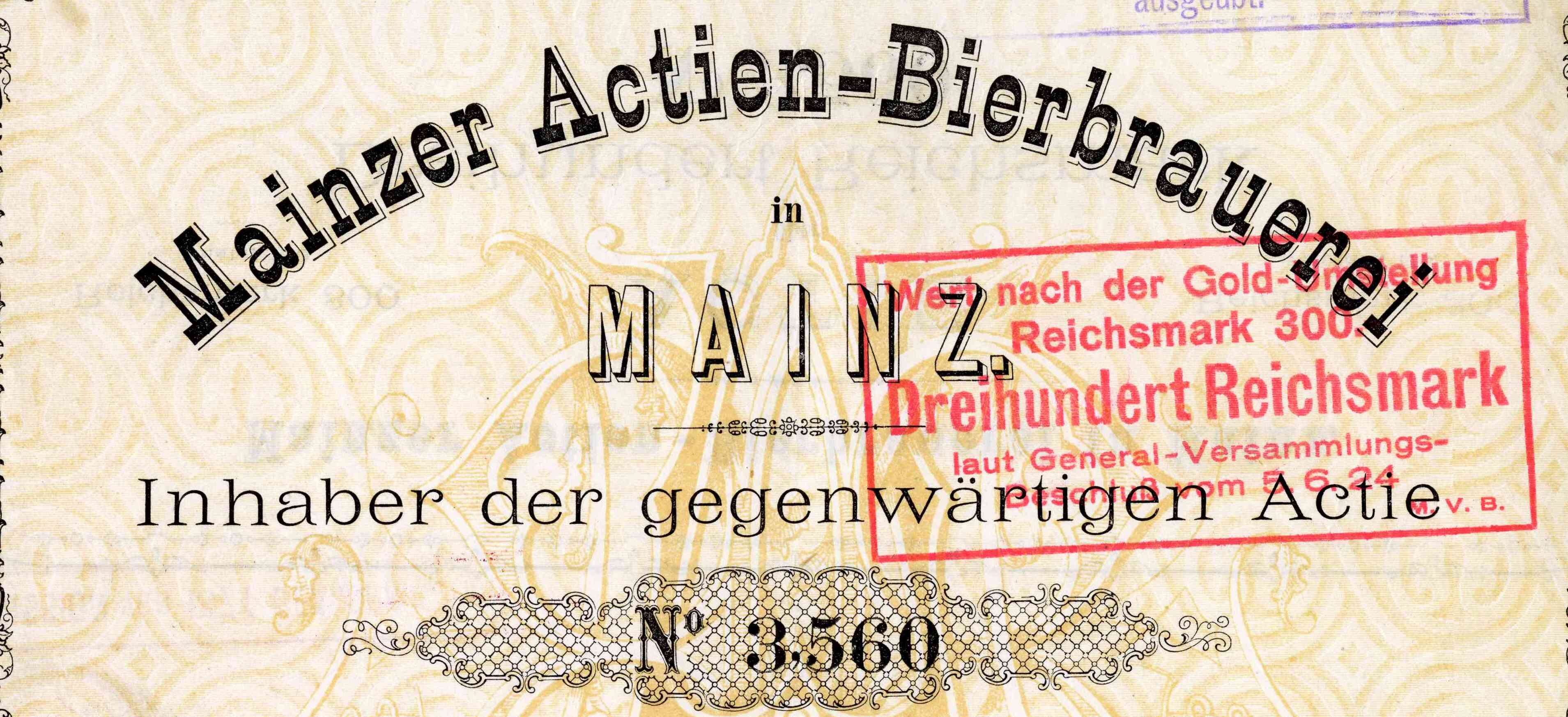 Historische Aktie aus Mainz