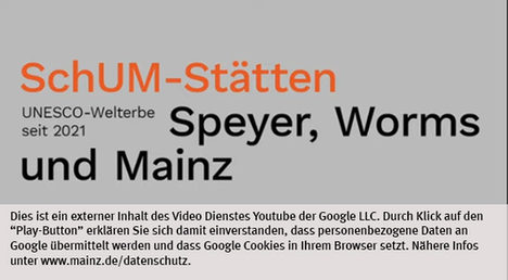 Die Landeshauptstadt Mainz nutzt den Video-Dienst Youtube.  Vor einem Klick auf den Play-Button empfängt Youtube keine Daten und setzt keine Cookies. Nähere Informationen über Youtube finden Sie in den Datenschutzinformationen zu unserem Youtube-Kanal: www.mainz.de/datenschutz