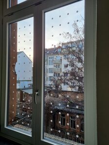 Fensterscheibe mit Folienpunkten