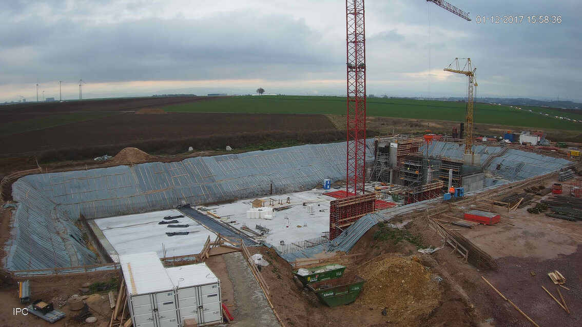 Baustelle Neues Regenrückhaltebecken Ebersheim Dezember 2017
