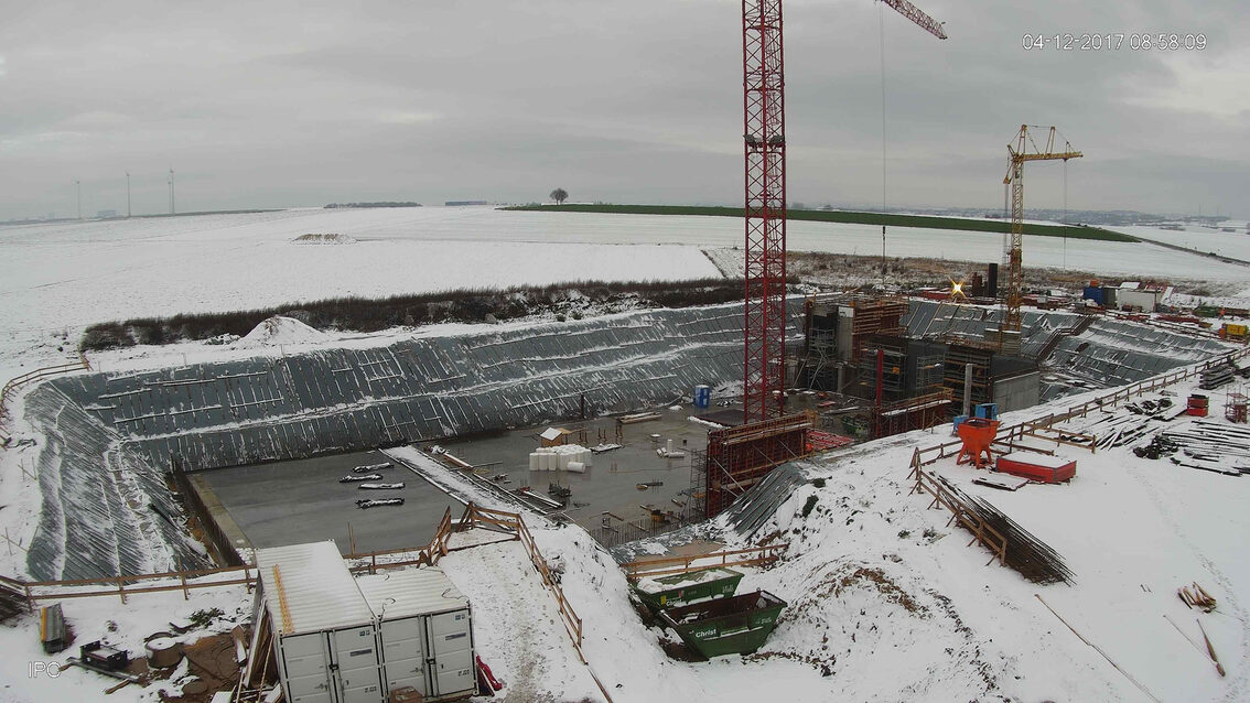 Baustelle Neues Regenrückhaltebecken Ebersheim Dezember 2017