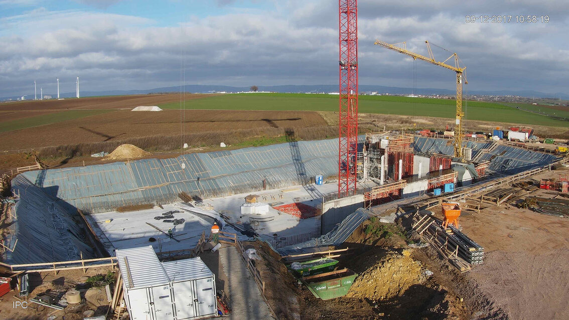 Baustelle Neues Regenrückhaltebecken Ebersheim Dezember 2017