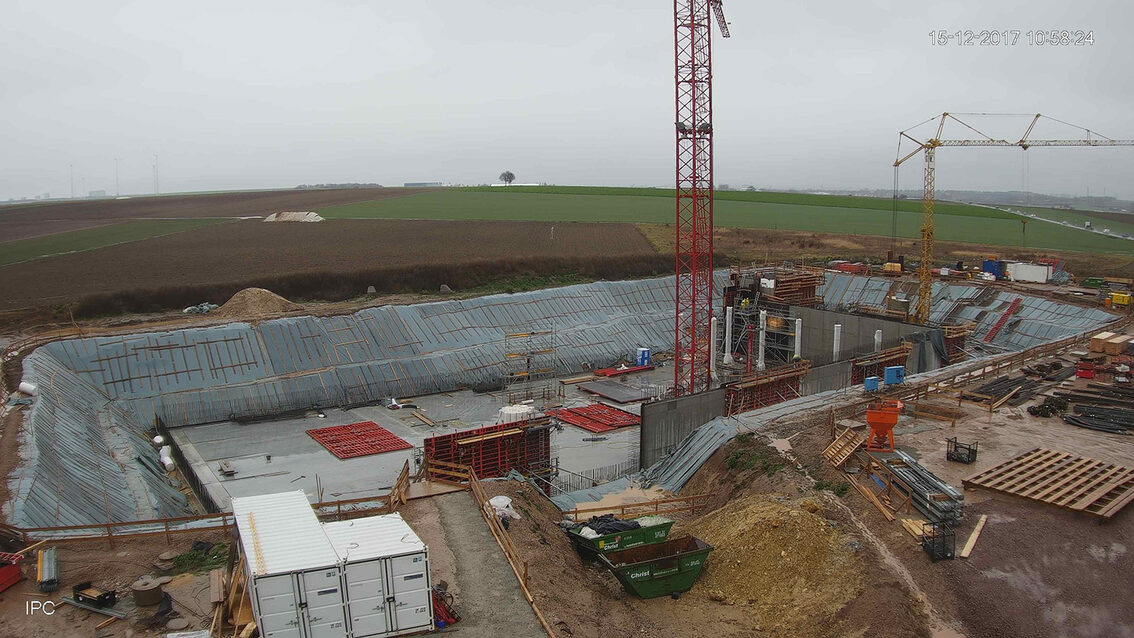 Baustelle Neues Regenrückhaltebecken Ebersheim Dezember 2017