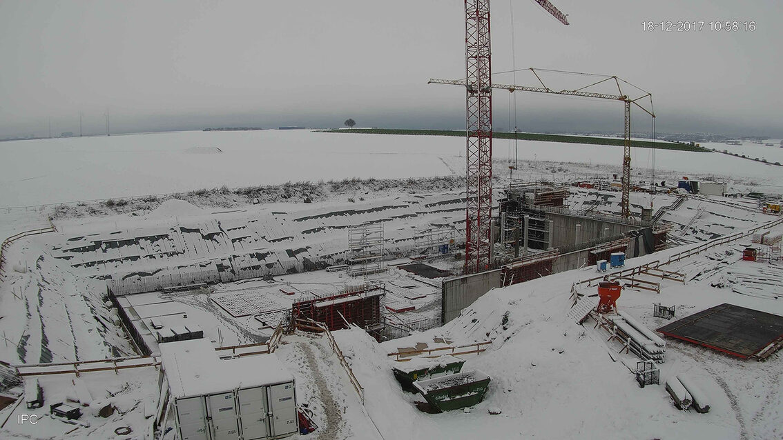 Baustelle Neues Regenrückhaltebecken Ebersheim Dezember 2017