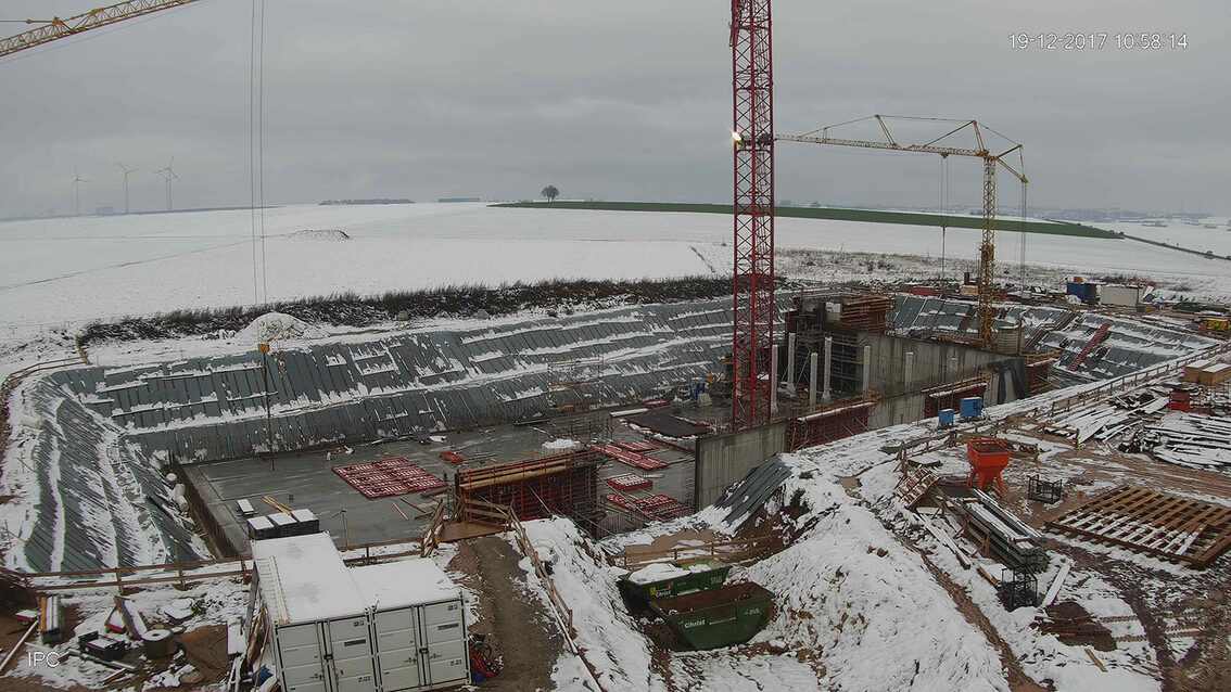 Baustelle Neues Regenrückhaltebecken Ebersheim Dezember 2017