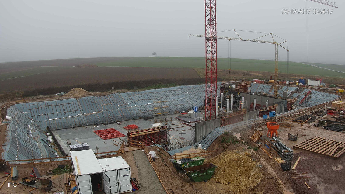 Baustelle Neues Regenrückhaltebecken Ebersheim Dezember 2017