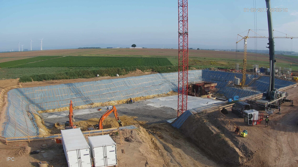 Baustelle neues Regenrückhaltebecken Ebersheim
