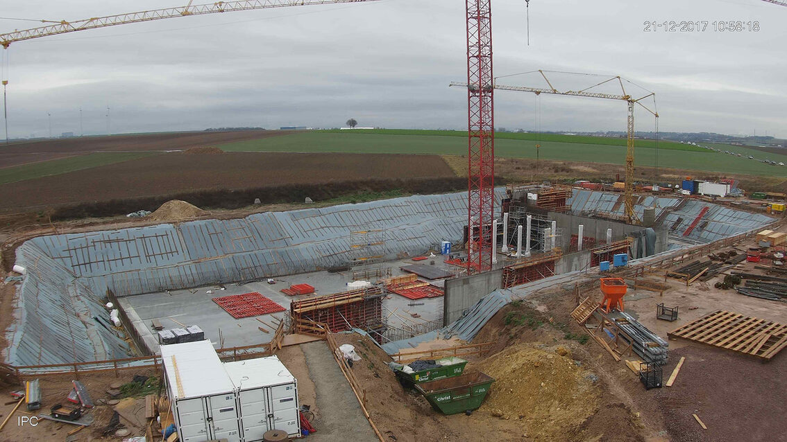 Baustelle Neues Regenrückhaltebecken Ebersheim Dezember 2017