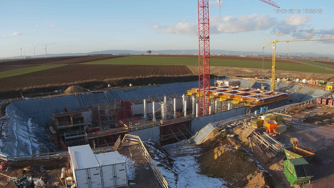 Neubau Regenrückhaltebecken Ebersheim Februar 2018
