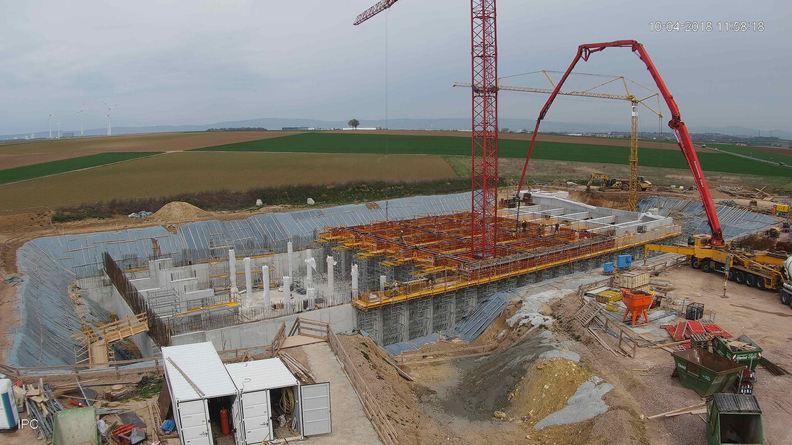Neubau Regenrückhaltebecken Ebersheim April 2018