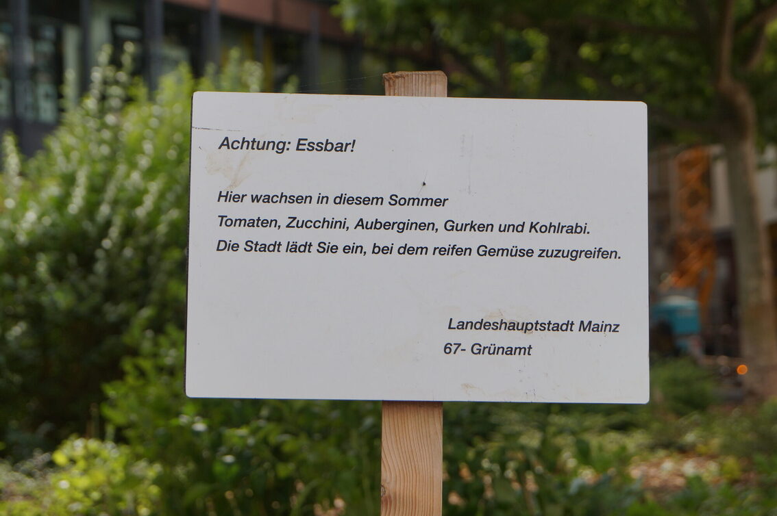 Schild mit der Beschriftung Achtung: Essbar!