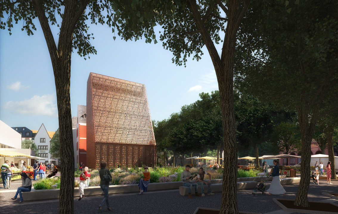 Blick auf den Neubau vom Markt