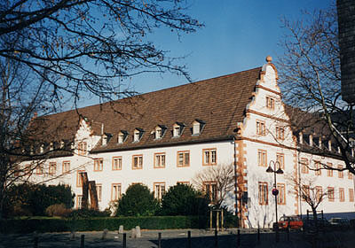 A view of the western main wing with the three-storey scrollwork