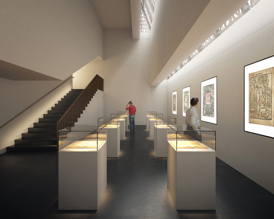 Rendering eines Ausstellungsbereichs.