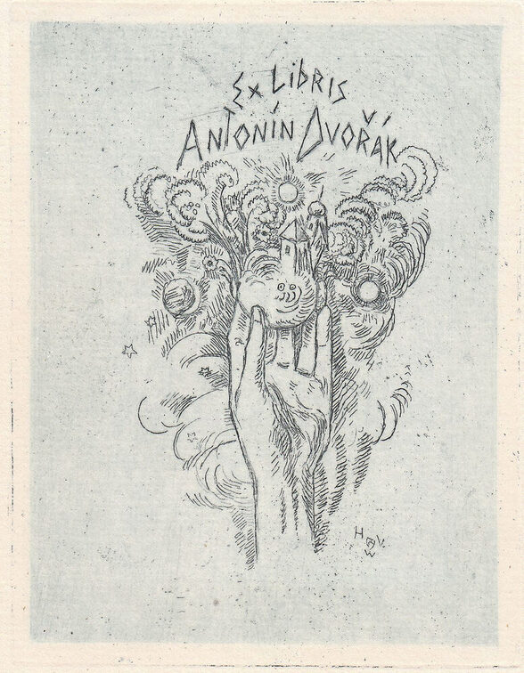 Exlibris von Heinrich Vogeler für Antonin Dvorak