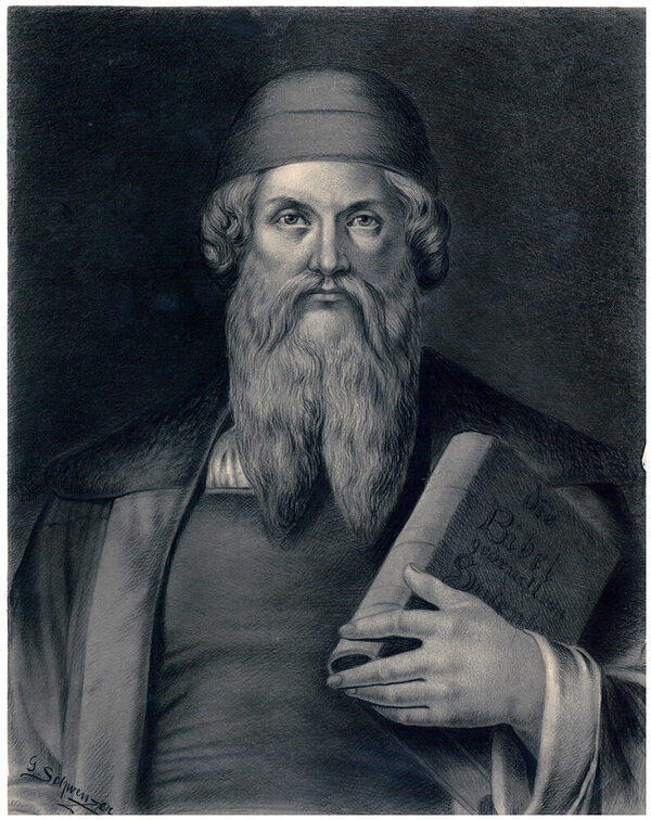 Exlibris mit Porträt Gutenbergs von G. Schwenzer
