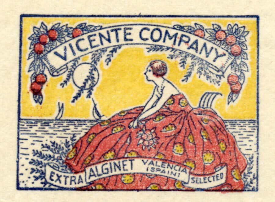Vicente Company, spanisches Orangeneinwickelpapier aus Alginet
