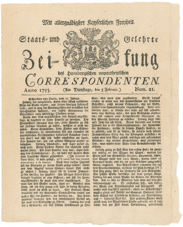 Titelblatt der Zeitschrift "Correspondent" vom 05.02.1793