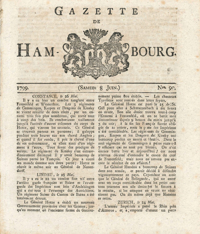 Die "Gazette de Hambourg" von 1799.