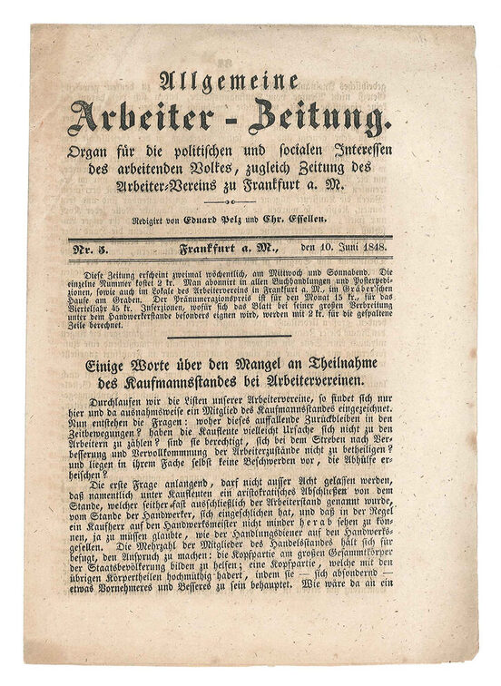 Die "Allgemeine Arbeiter-Zeitung" von 1848