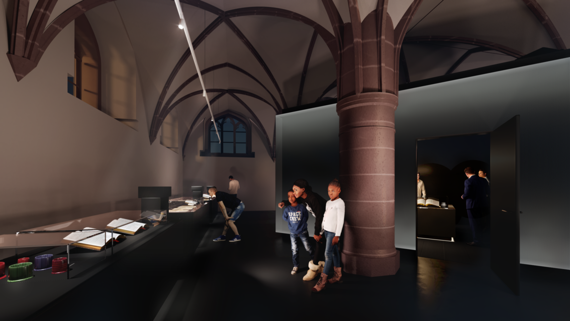 Rendering des Gewölbesaals mit der Schatzkammer